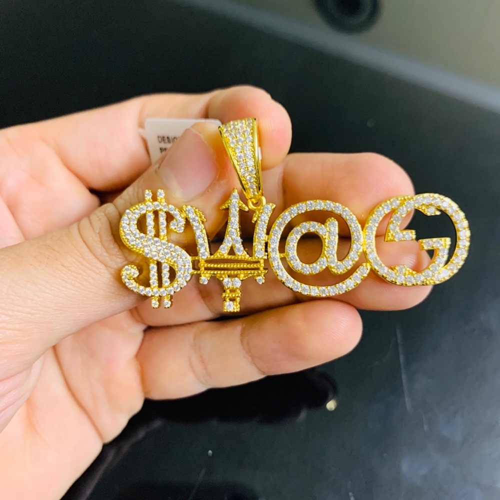 14k Gold Finish Swag Hip Hop Pendant w/ Rope Chain